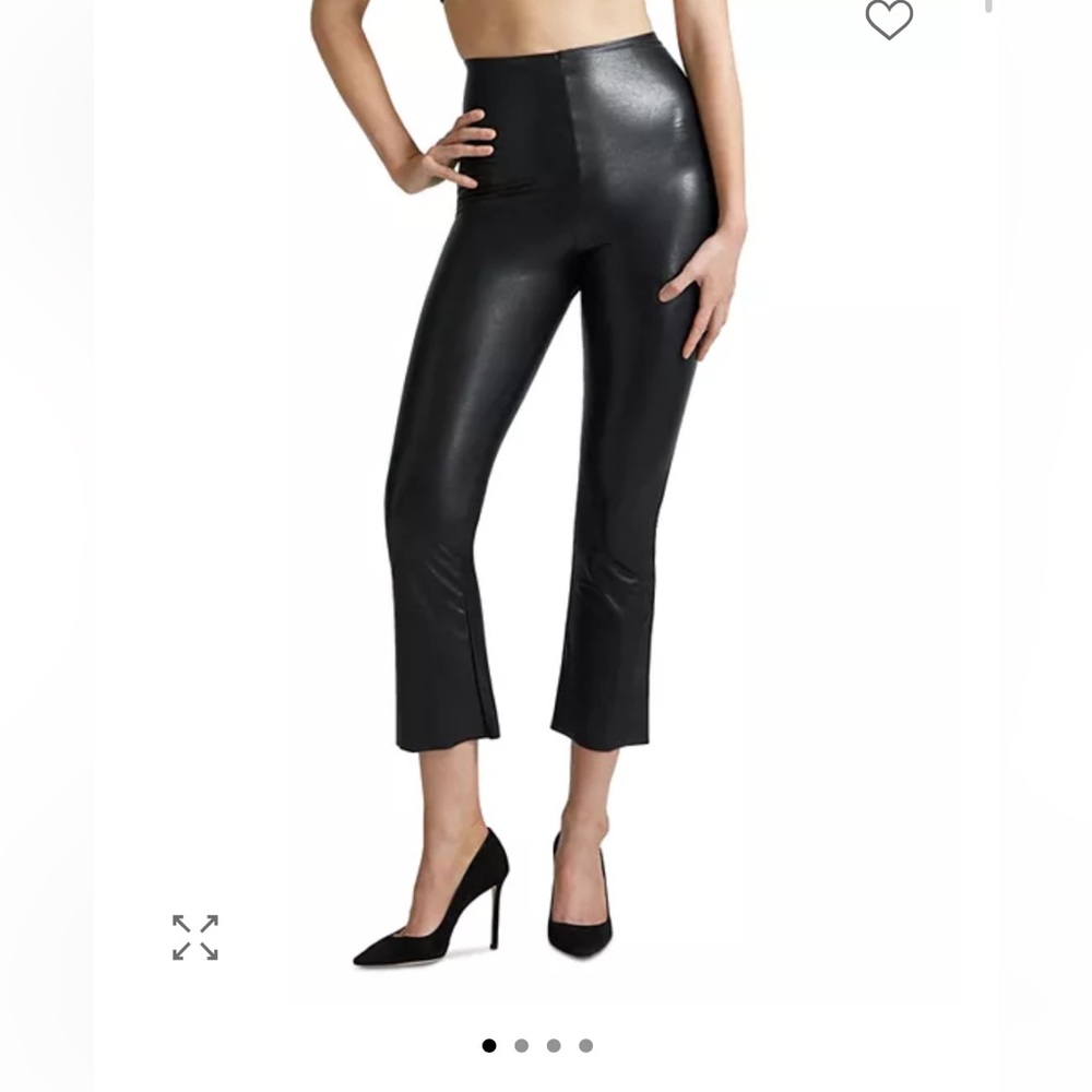 Commando Black Faux Leather Cropped Flare Leggings